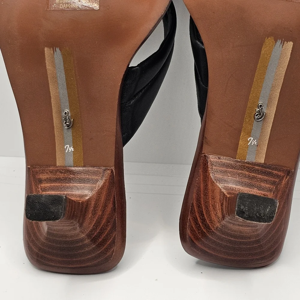 Sam Edelman Daphney Slip On Kitten Heel Thong Sandals Black 7.5 M Leather Upper - Picture 5 of 7